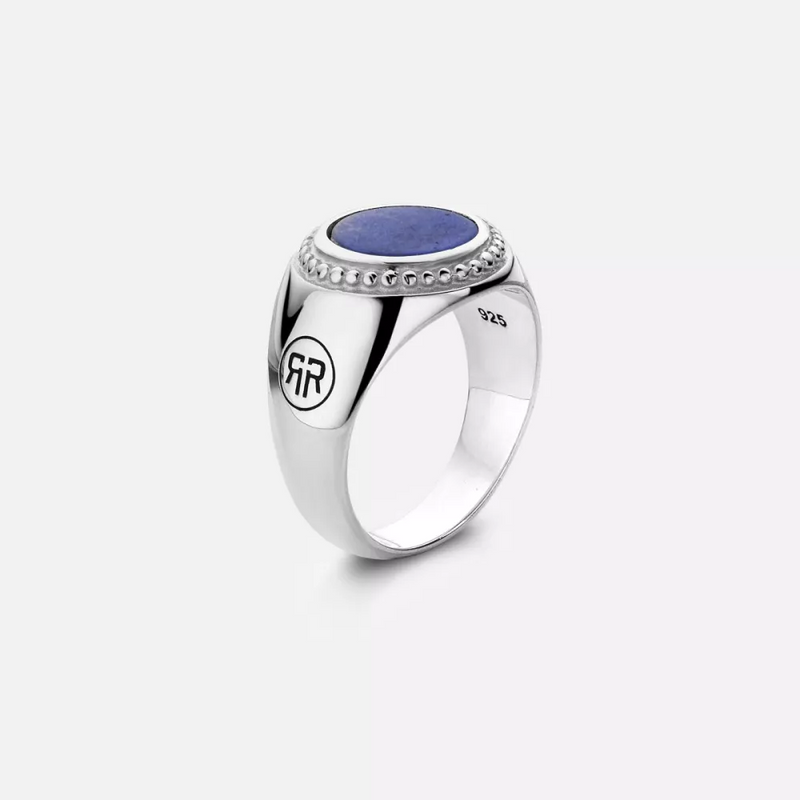 Rebel & Rose | Zilveren ring met ronde blauwe lapis lazuli steen