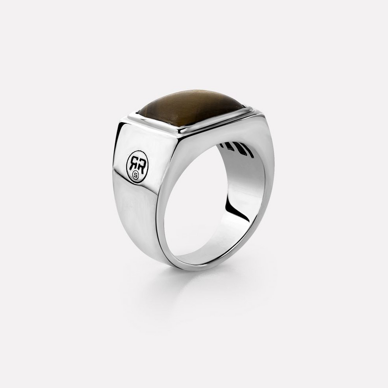 Rebel & Rose | Zilveren ring met vierkant tijgeroog