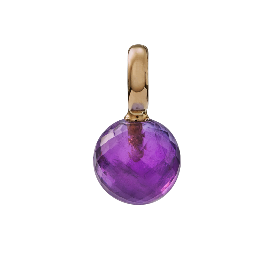 Snoepjes | 14 karaat geelgouden hanger met amethist | balvormig 10 mm | met groot oog