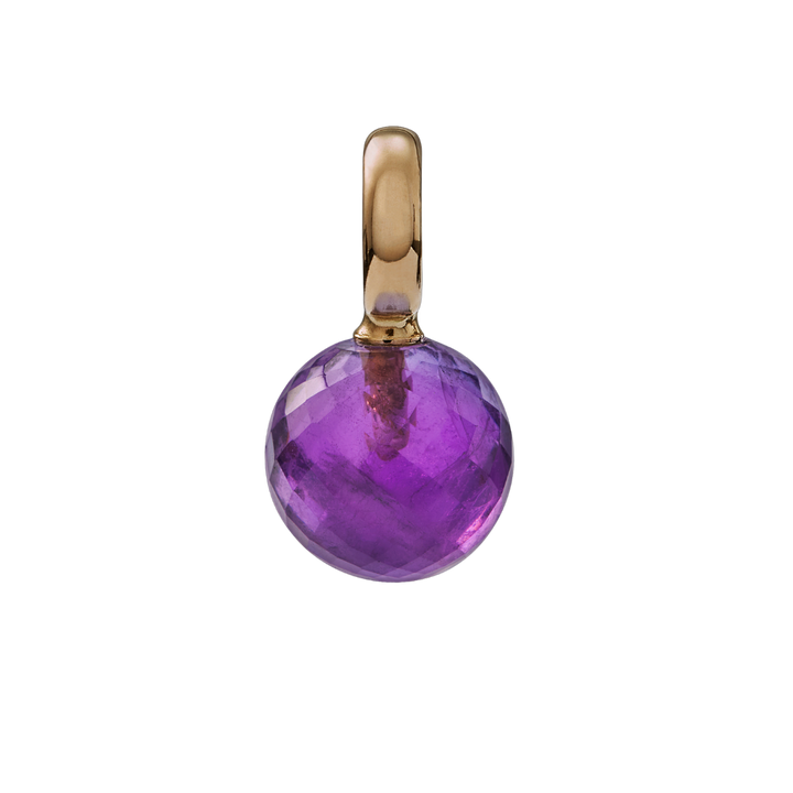 Snoepjes | 14 karaat geelgouden hanger met amethist | balvormig 10 mm | met groot oog