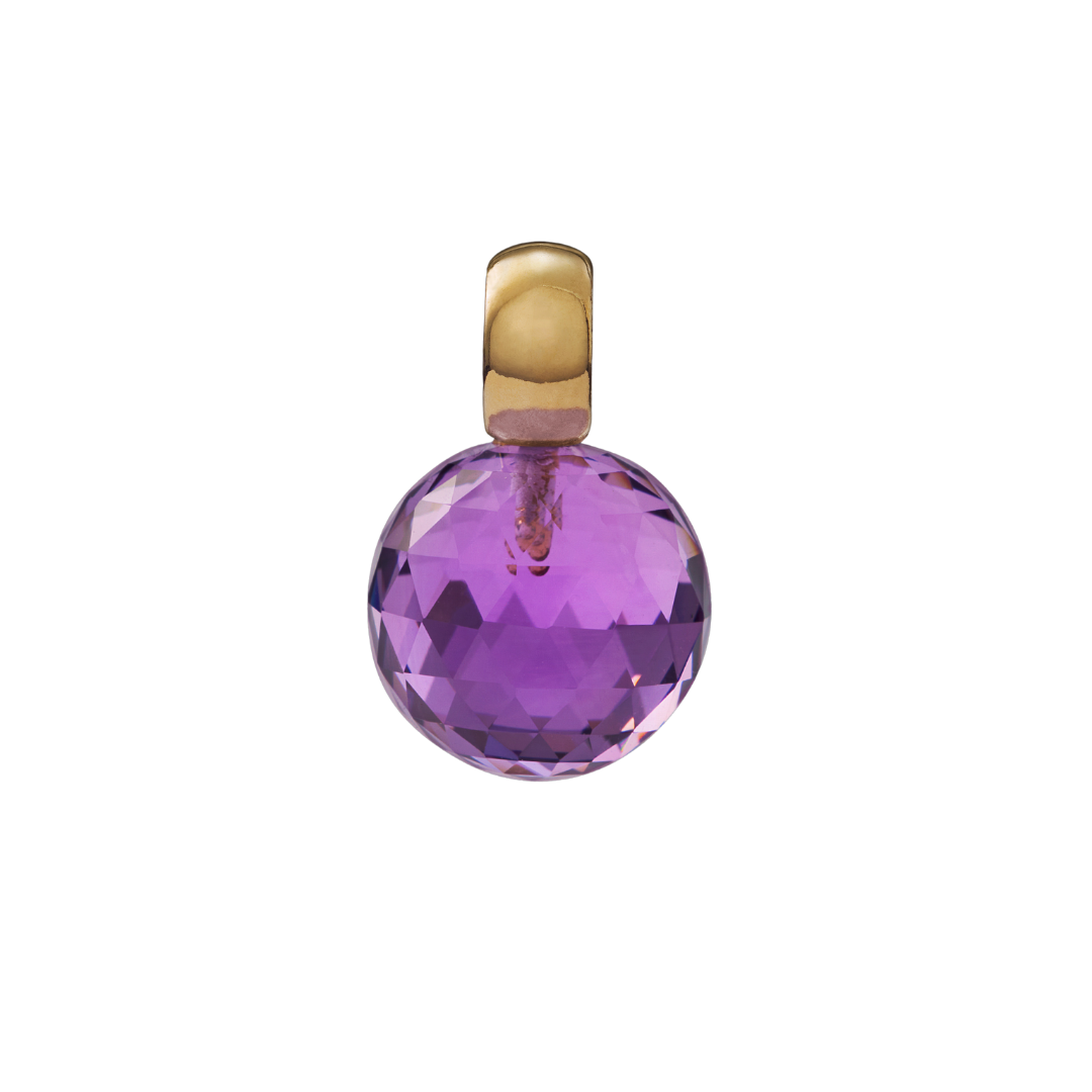 Snoepjes | 14 karaat geelgouden hanger met amethist | balvormig 10 mm | met klein oog