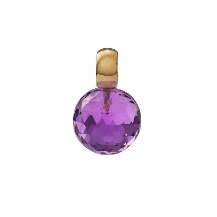 Snoepjes | 14 karaat geelgouden hanger met amethist | balvormig 10 mm | met klein oog