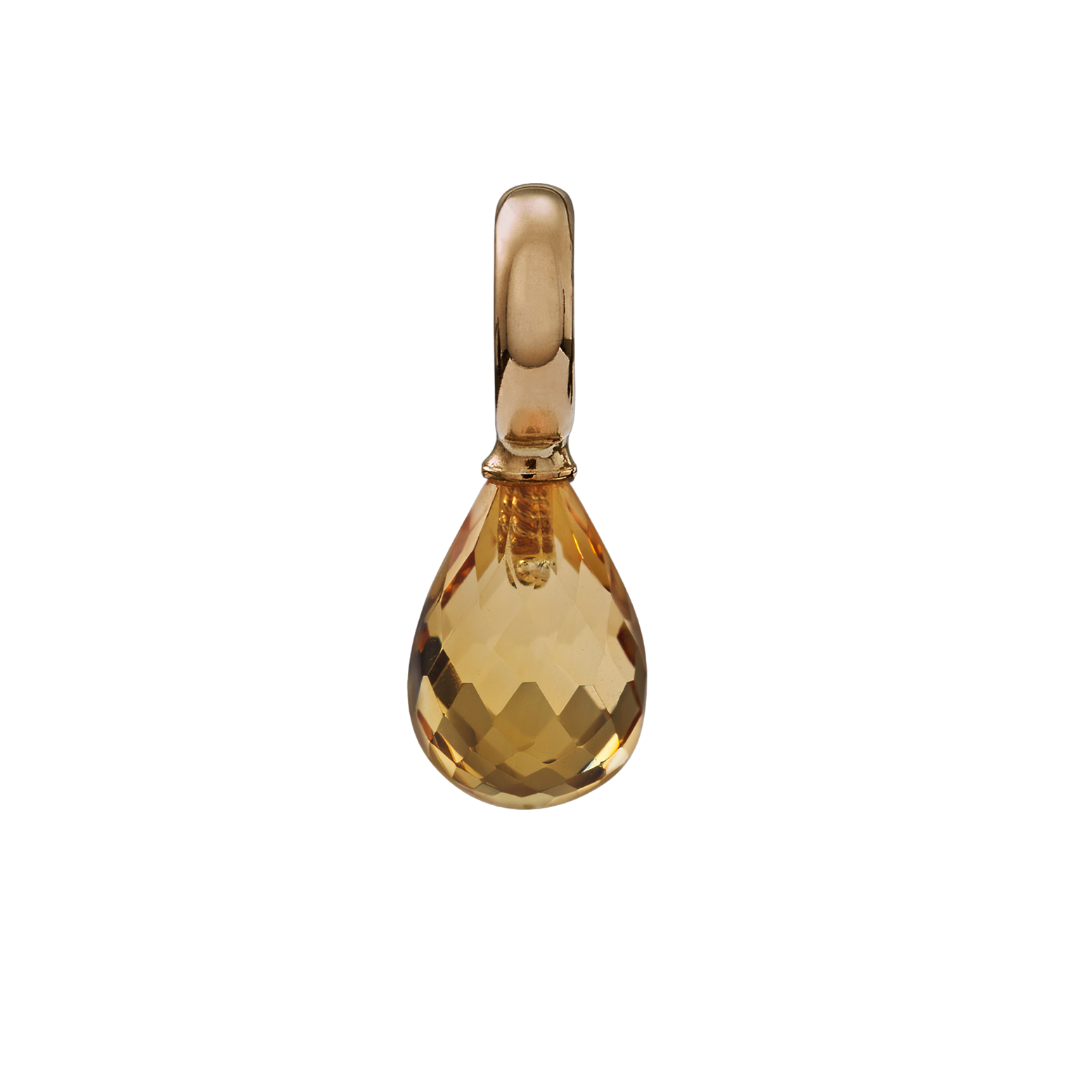 Snoepjes | 14 karaat geelgouden hanger met citrien | druppelvormig 10 x 7  mm | met groot oog