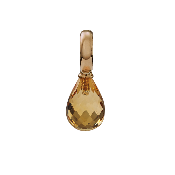 Snoepjes | 14 karaat geelgouden hanger met citrien | druppelvormig 10 x 7  mm | met groot oog