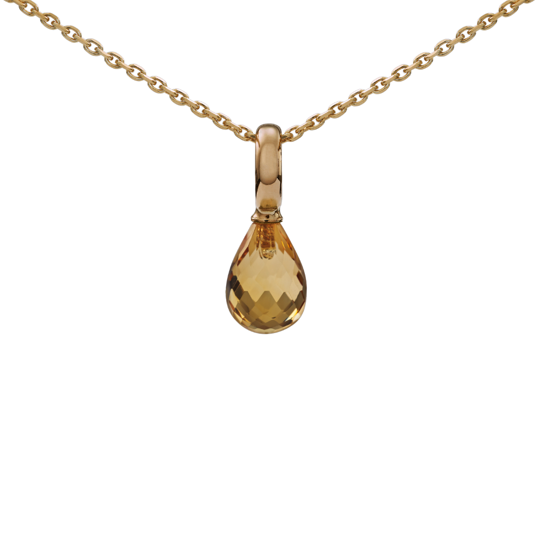Snoepjes | 14 karaat geelgouden hanger met citrien | druppelvormig 10 x 7  mm | met groot oog