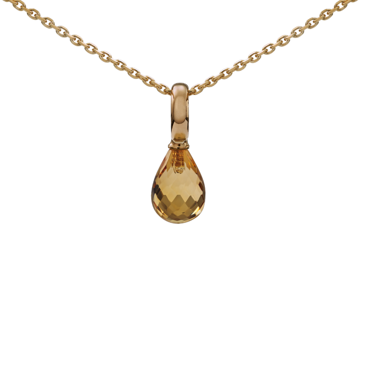 Snoepjes | 14 karaat geelgouden hanger met citrien | druppelvormig 10 x 7  mm | met groot oog