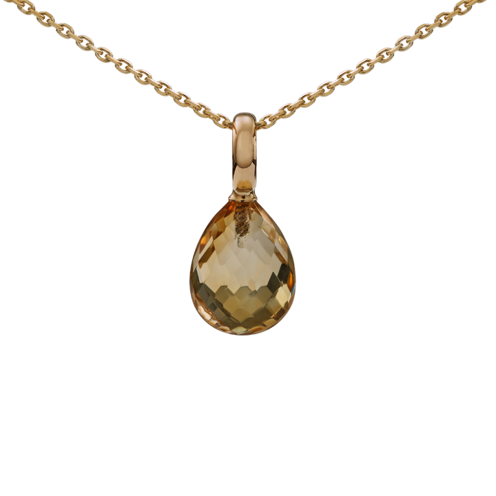 Snoepjes | 14 karaat geelgouden hanger met citrien | druppelvormig 12 x 10 mm | met groot oog