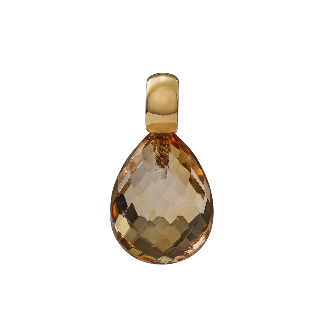 Snoepjes | 14 karaat geelgouden hanger met citrien | druppelvormig 12 x 10 mm | met klein oog