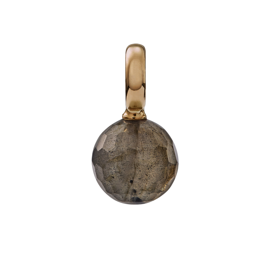 Snoepjes | 14 karaat geelgouden hanger met labradoriet | balvormig 10 mm  | met groot oog