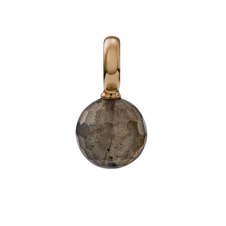 Snoepjes | 14 karaat geelgouden hanger met labradoriet | balvormig 10 mm  | met groot oog