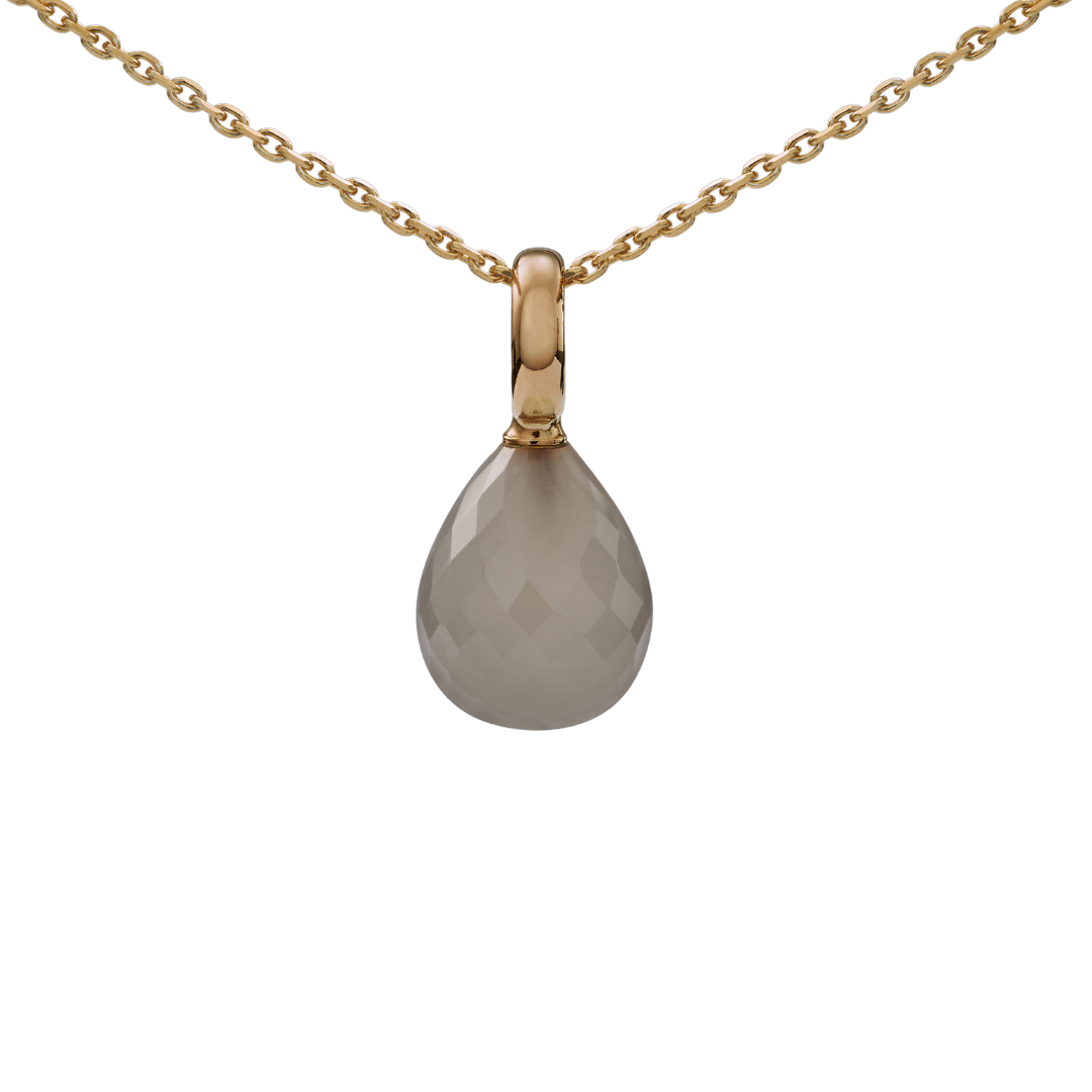 Snoepjes | 14 karaat geelgouden hanger met maansteen | druppelvormig 12 x 10 mm | met groot oog