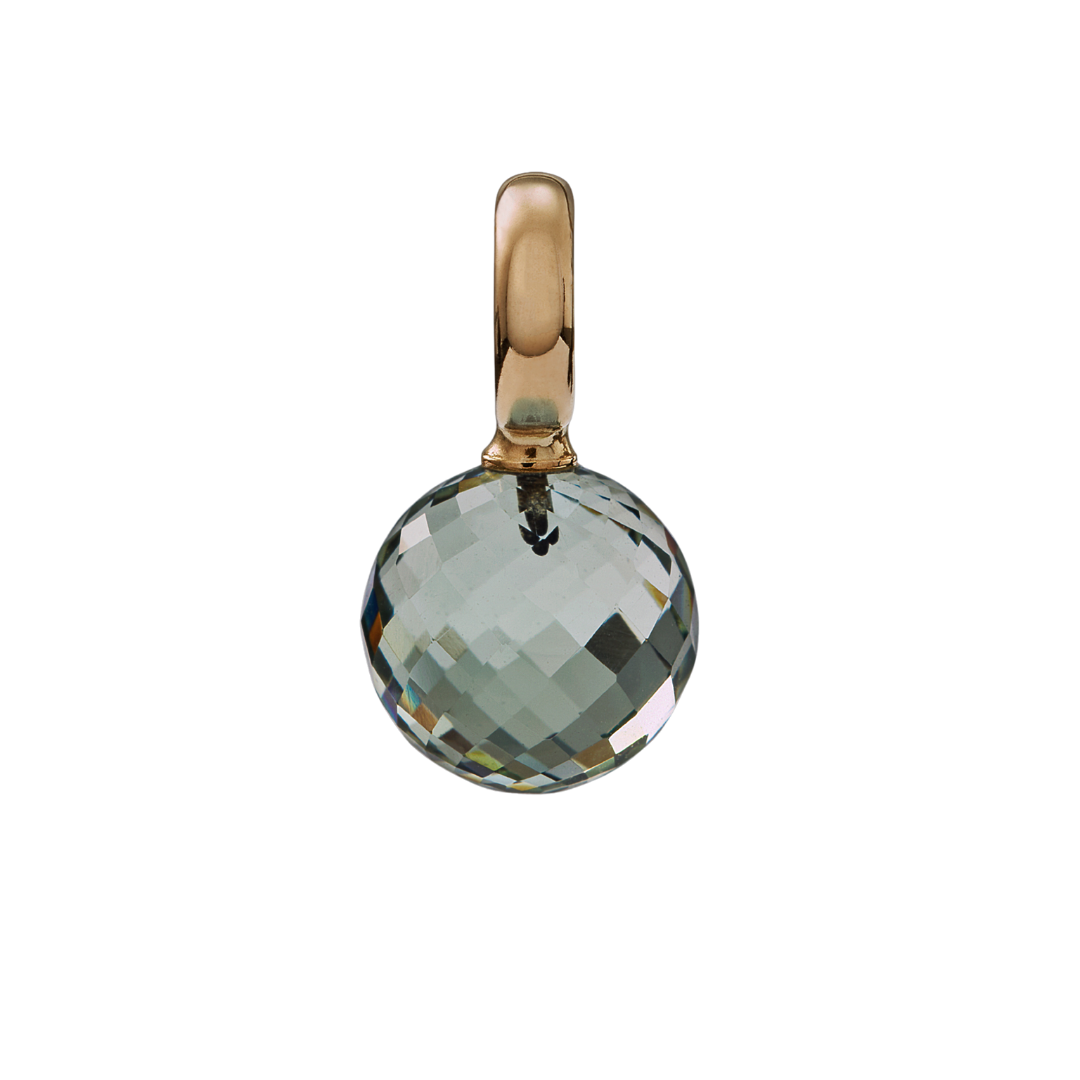 Snoepjes | 14 karaat geelgouden hanger met prasioliet | balvormig 10 mm | met groot oog