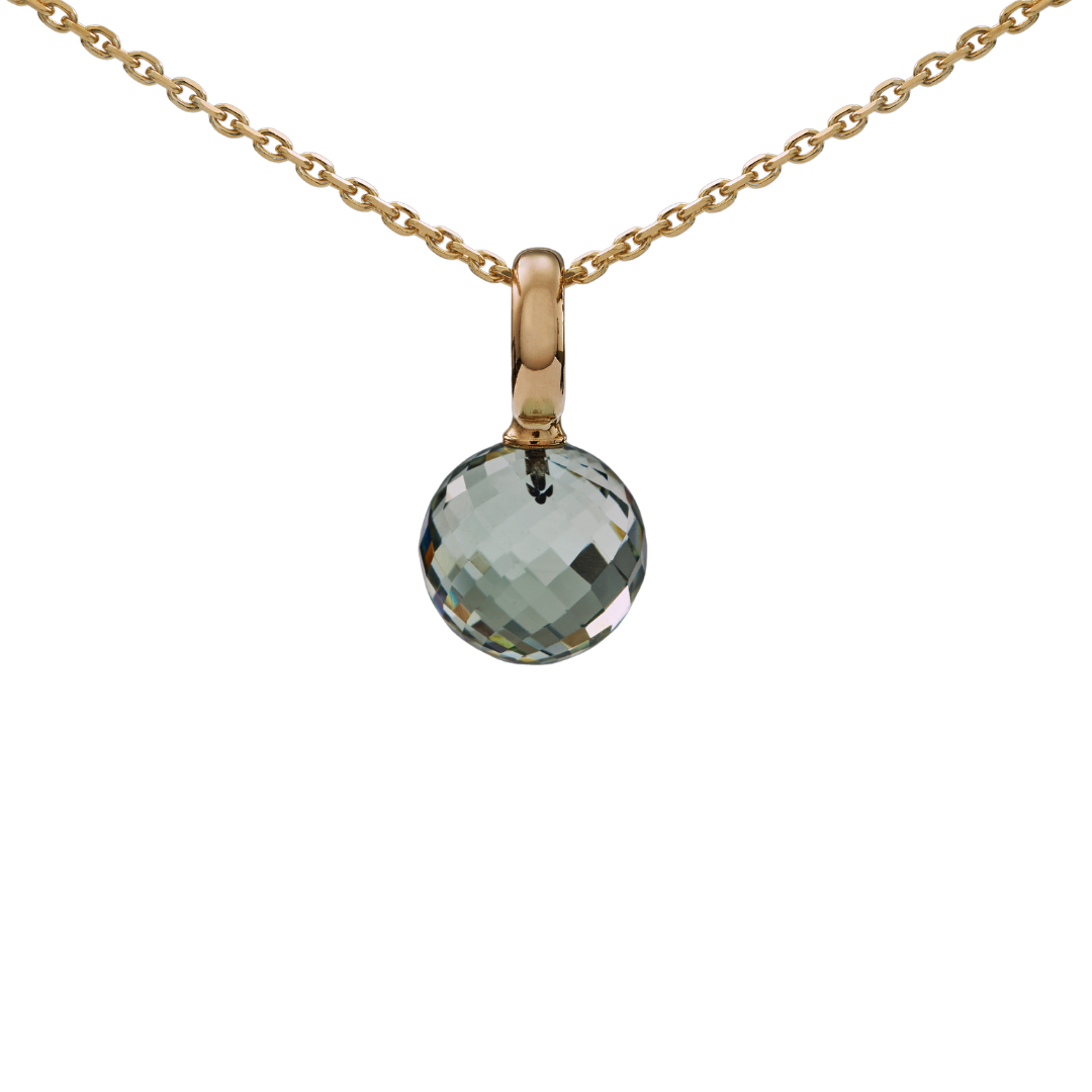 Snoepjes | 14 karaat geelgouden hanger met prasioliet | balvormig 10 mm | met groot oog