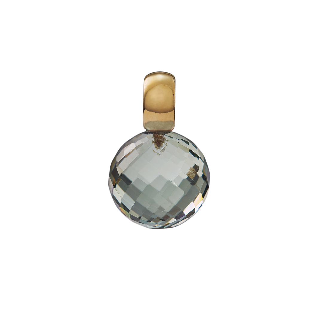 Snoepjes | 14 karaat geelgouden hanger met prasioliet | balvormig 10 mm | met klein oog