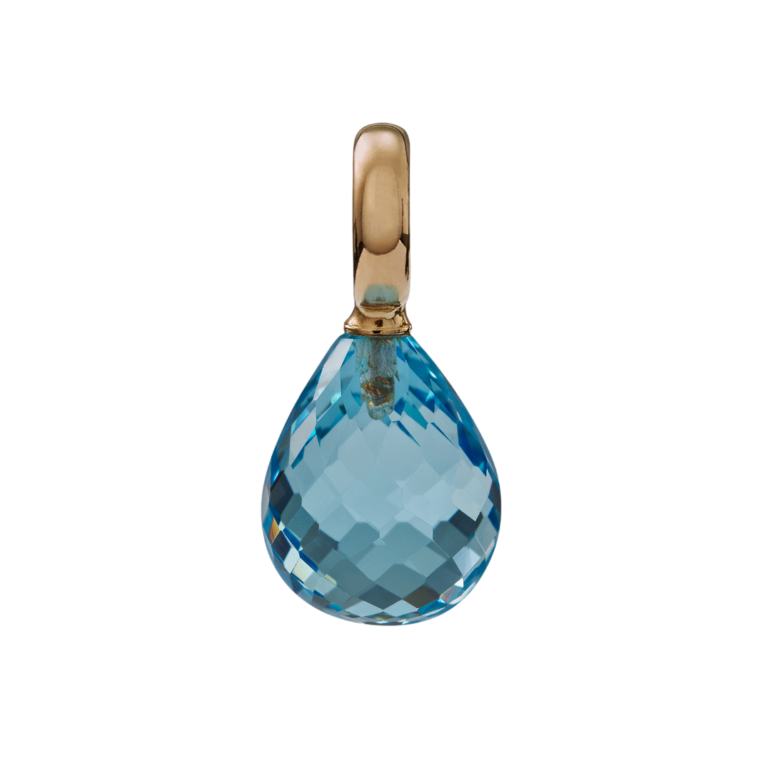 Snoepjes | 14 karaat geelgouden hanger met topaas | druppelvormig 12 x 10 mm | met groot oog