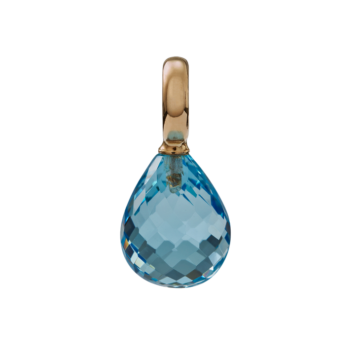 Snoepjes | 14 karaat geelgouden hanger met topaas | druppelvormig 12 x 10 mm | met groot oog