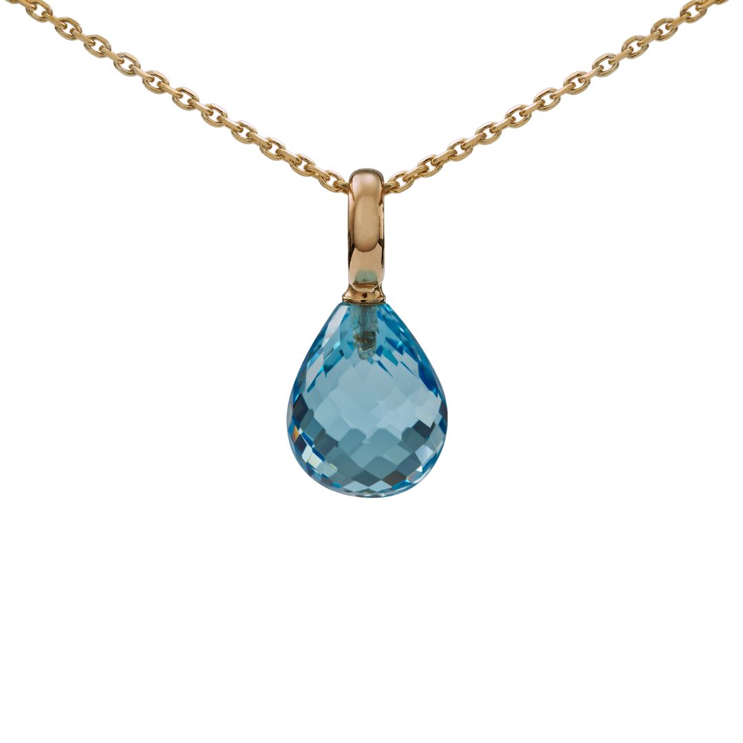 Snoepjes | 14 karaat geelgouden hanger met topaas | druppelvormig 12 x 10 mm | met groot oog