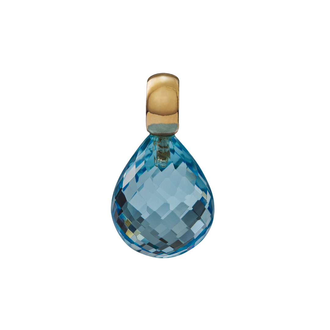 Snoepjes | 14 karaat geelgouden hanger met topaas | druppelvormig 12 x 10 mm | met klein oog