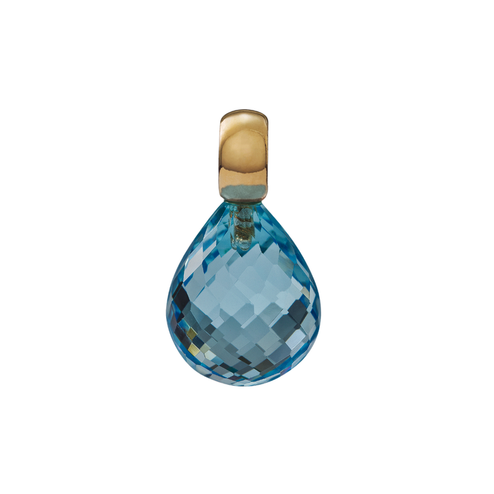 Snoepjes | 14 karaat geelgouden hanger met topaas | druppelvormig 12 x 10 mm | met klein oog