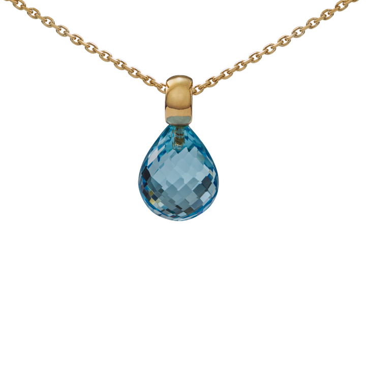 Snoepjes | 14 karaat geelgouden hanger met topaas | druppelvormig 12 x 10 mm | met klein oog