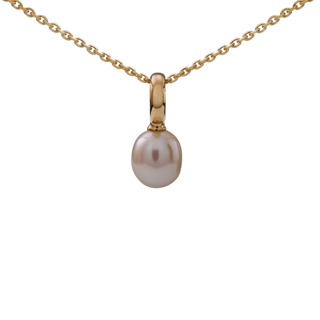 Snoepjes | 14 karaat geelgouden hanger met witte parel | druppelvormig 7,5 x 8 mm | met groot oog