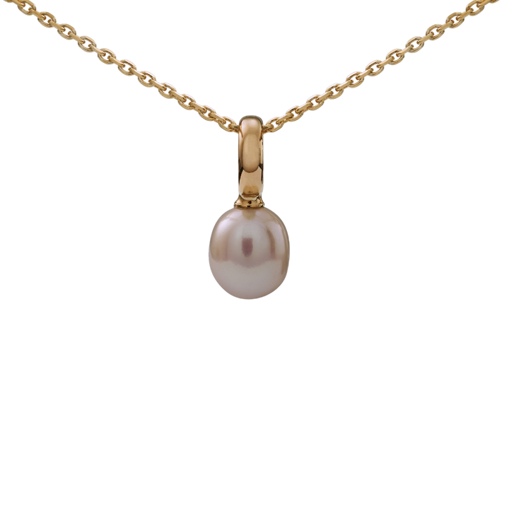 Snoepjes | 14 karaat geelgouden hanger met witte parel | druppelvormig 7,5 x 8 mm | met groot oog