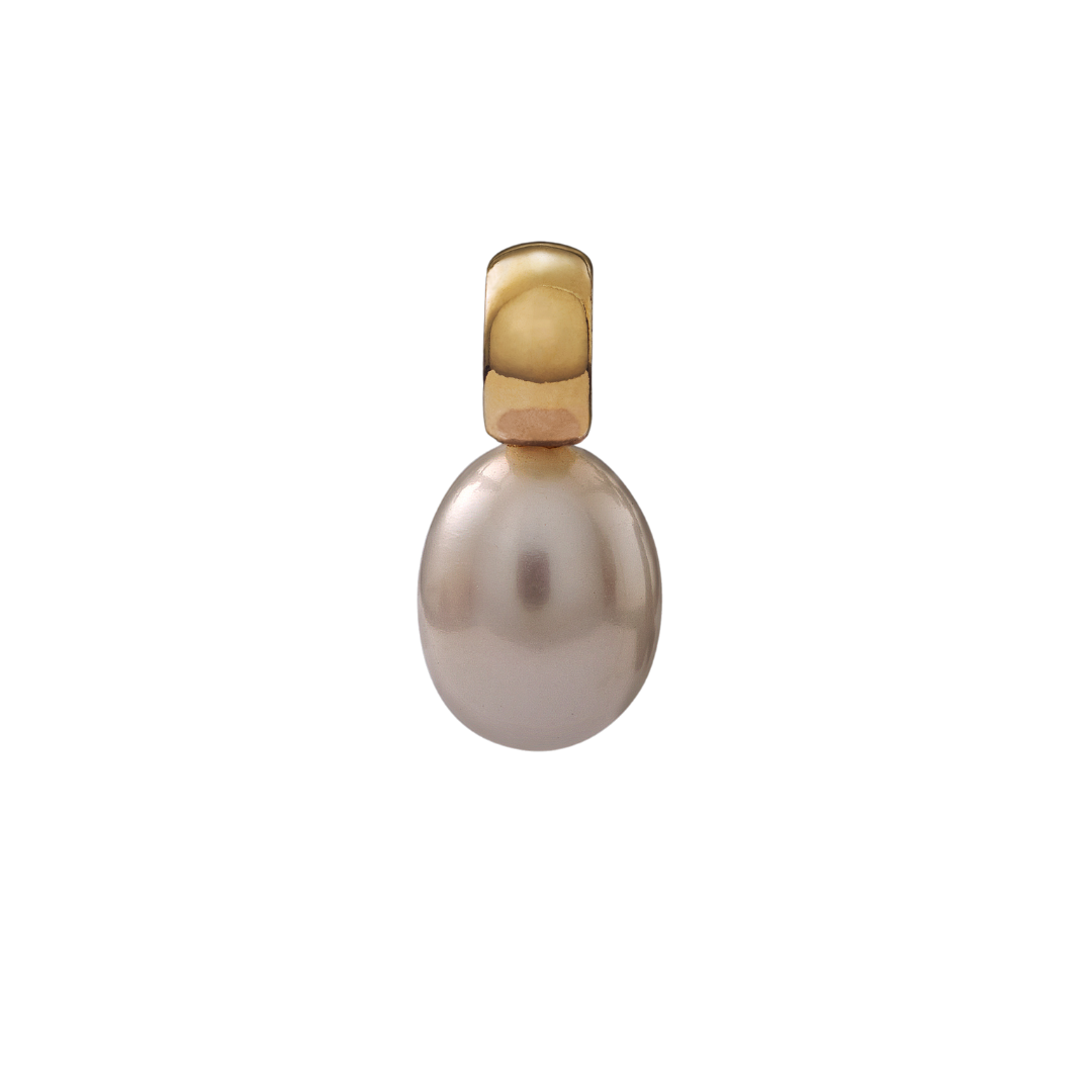Snoepjes | 14 karaat geelgouden hanger met witte parel | druppelvormig 7,5 x 8 mm | met klein oog