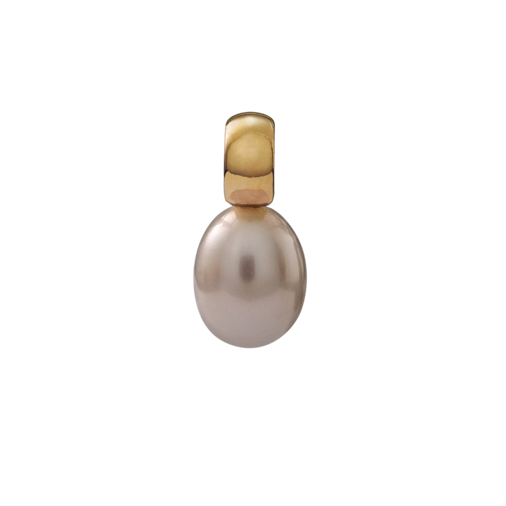 Snoepjes | 14 karaat geelgouden hanger met witte parel | druppelvormig 7,5 x 8 mm | met klein oog