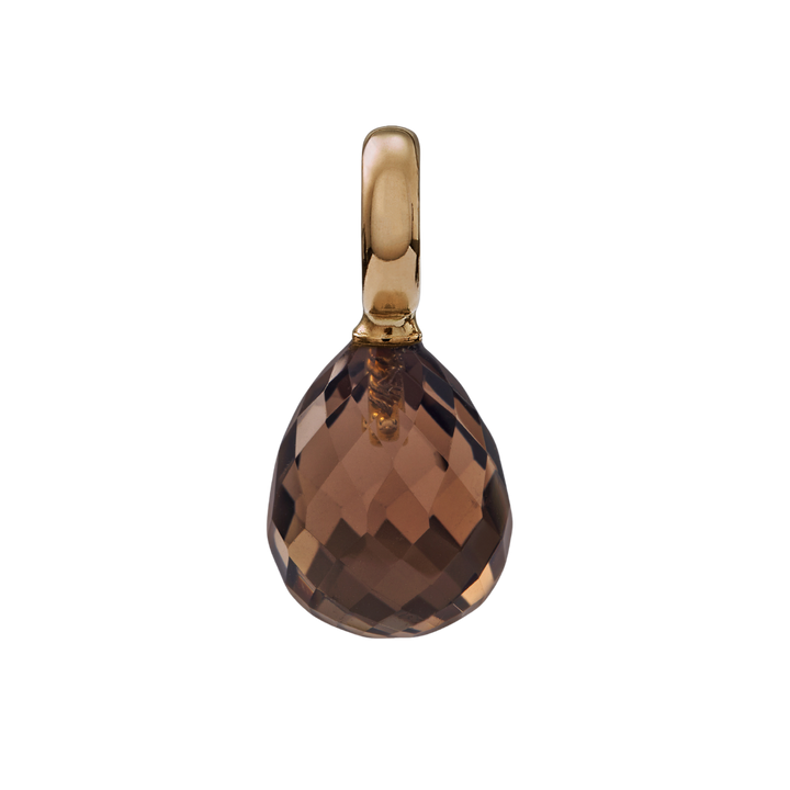 Snoepjes | 14 karaat geelgouden rookkwarts creoolhanger | druppelvormig 12 x10 mm  | groot oog