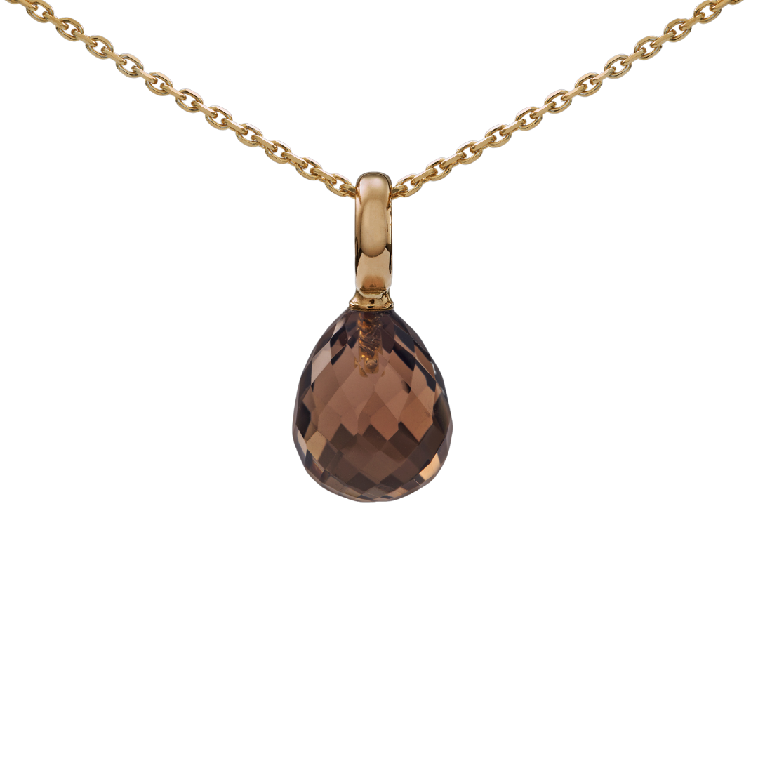 Snoepjes | 14 karaat geelgouden rookkwarts creoolhanger | druppelvormig 12 x10 mm  | groot oog