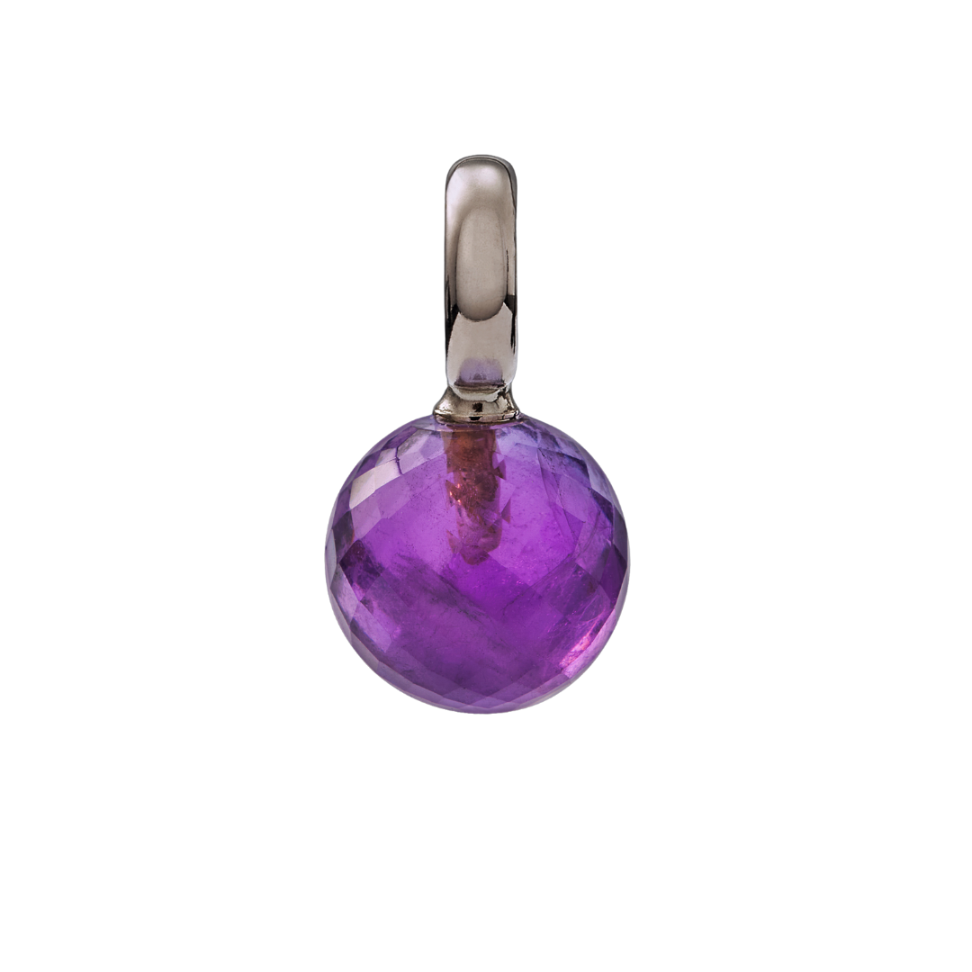 Snoepjes | 14 karaat witgouden hanger met amethist | balvormig 10 mm | met groot oog
