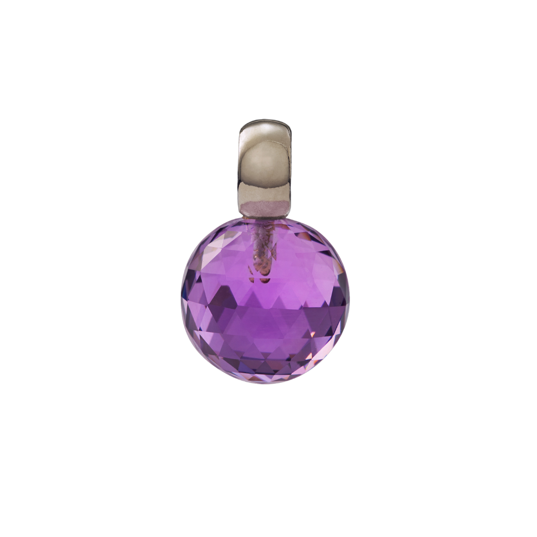 Snoepjes | 14 karaat witgouden hanger met amethist | balvormig 10 mm | met klein oog