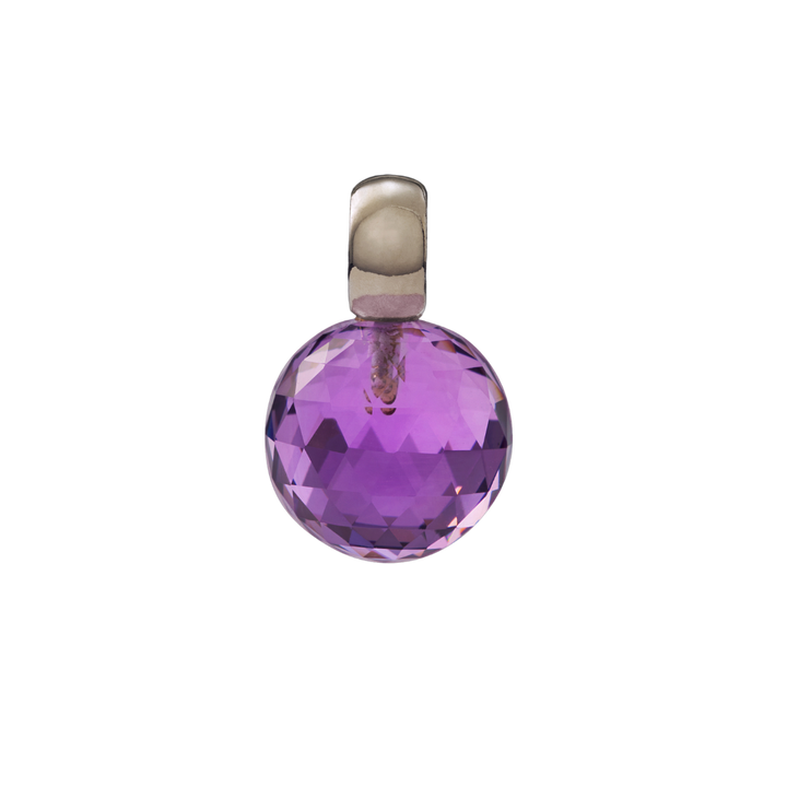 Snoepjes | 14 karaat witgouden hanger met amethist | balvormig 10 mm | met klein oog