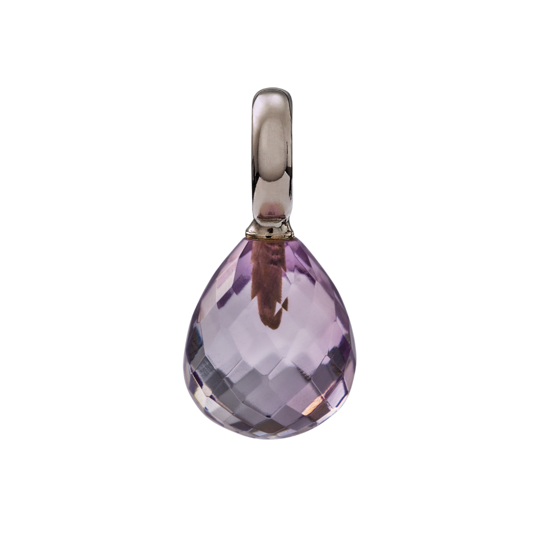 Snoepjes | 14 karaat witgouden hanger met amethist | druppelvormig 12 x 10 mm | met groot oog