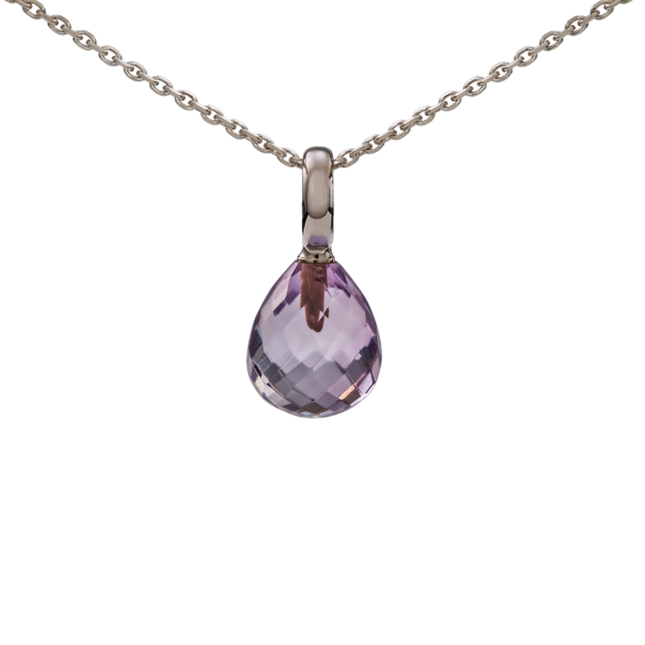 Snoepjes | 14 karaat witgouden hanger met amethist | druppelvormig 12 x 10 mm | met groot oog