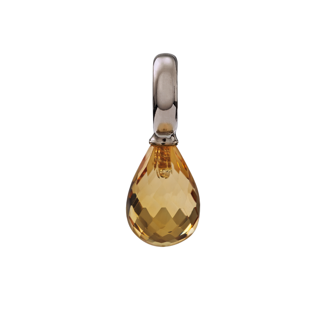 Snoepjes | 14 karaat witgouden hanger met citrien | druppelvormig 10 x 7  mm | met groot oog