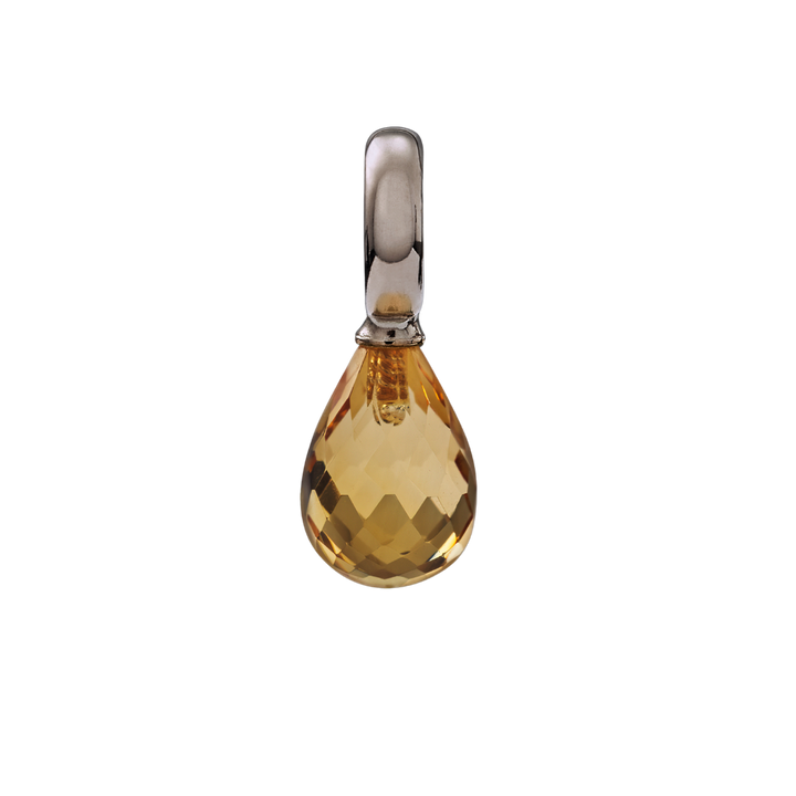 Snoepjes | 14 karaat witgouden hanger met citrien | druppelvormig 10 x 7  mm | met groot oog