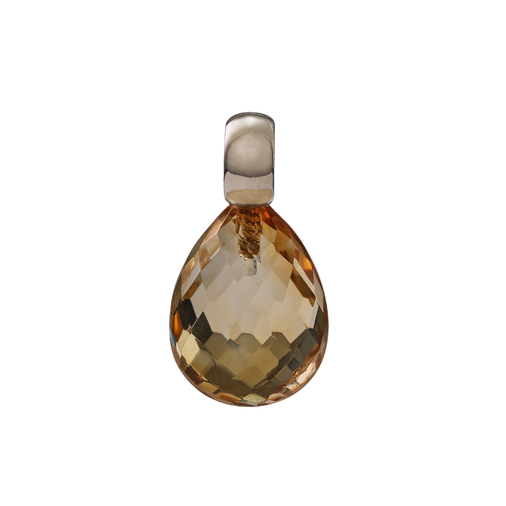 Snoepjes | 14 karaat witgouden hanger met citrien | druppelvormig 12 x 10 mm | met klein oog