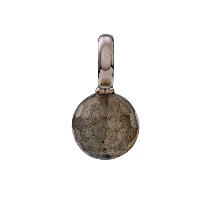 Snoepjes | 14 karaat witgouden hanger met labradoriet | balvormig 10 mm | met groot oog