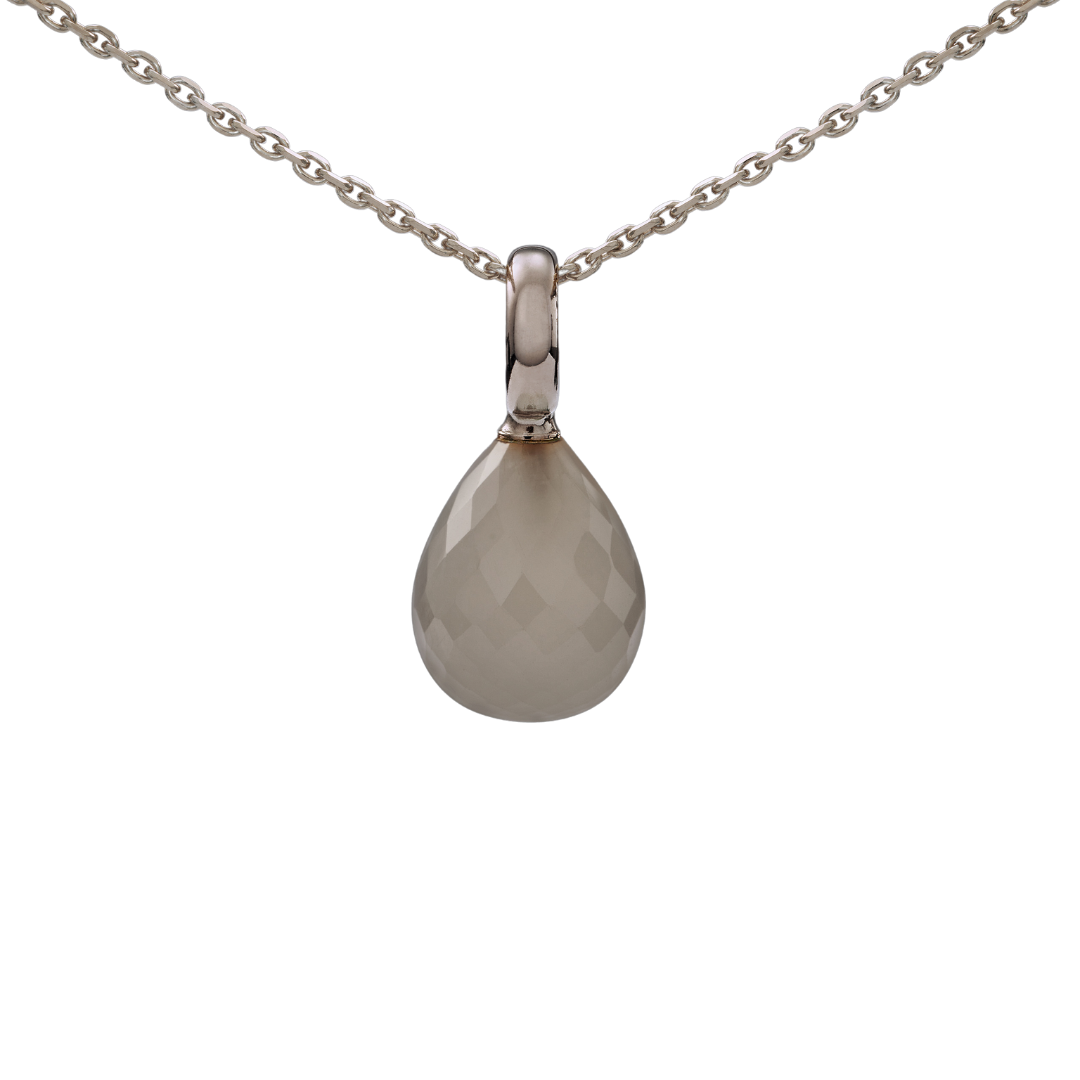 Snoepjes | 14 karaat witgouden hanger met maansteen | druppelvormig 12 x 10 mm | met groot oog