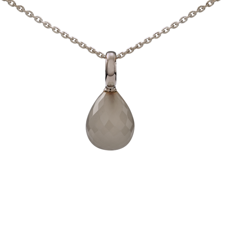 Snoepjes | 14 karaat witgouden hanger met maansteen | druppelvormig 12 x 10 mm | met groot oog