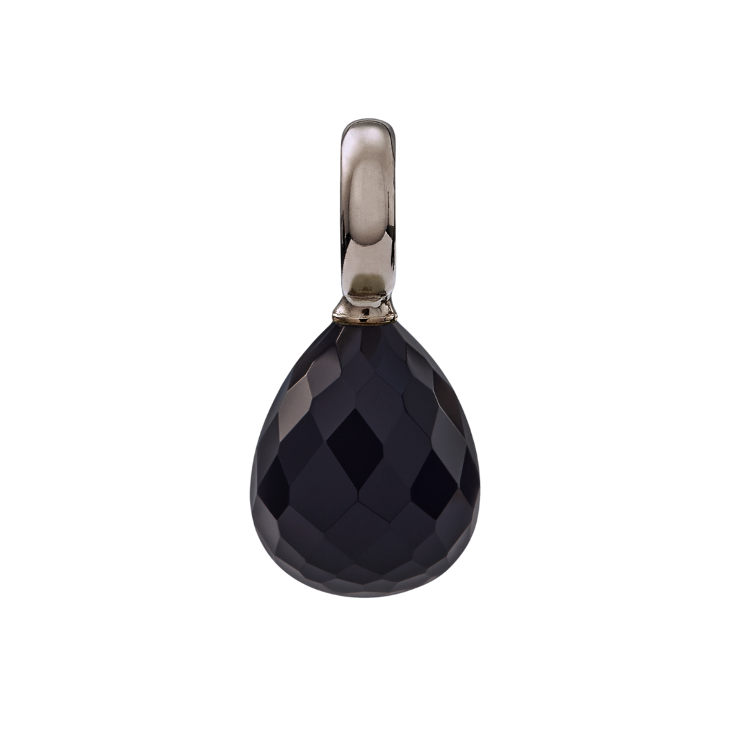 Snoepjes | 14 karaat witgouden hanger met onyx | druppelvormig 12 x 10 mm | met groot oog
