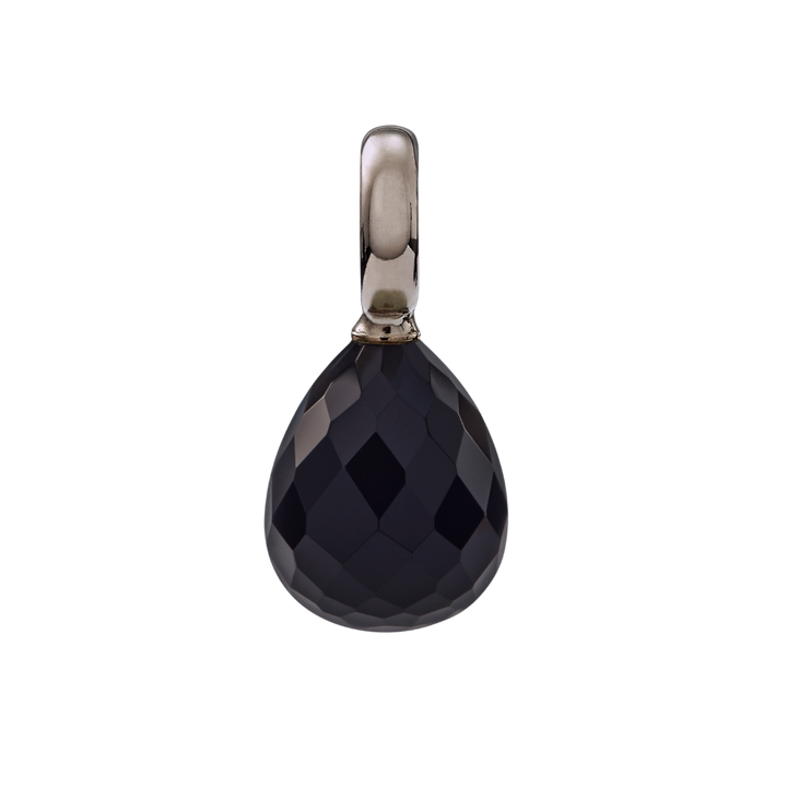 Snoepjes | 14 karaat witgouden hanger met onyx | druppelvormig 12 x 10 mm | met groot oog