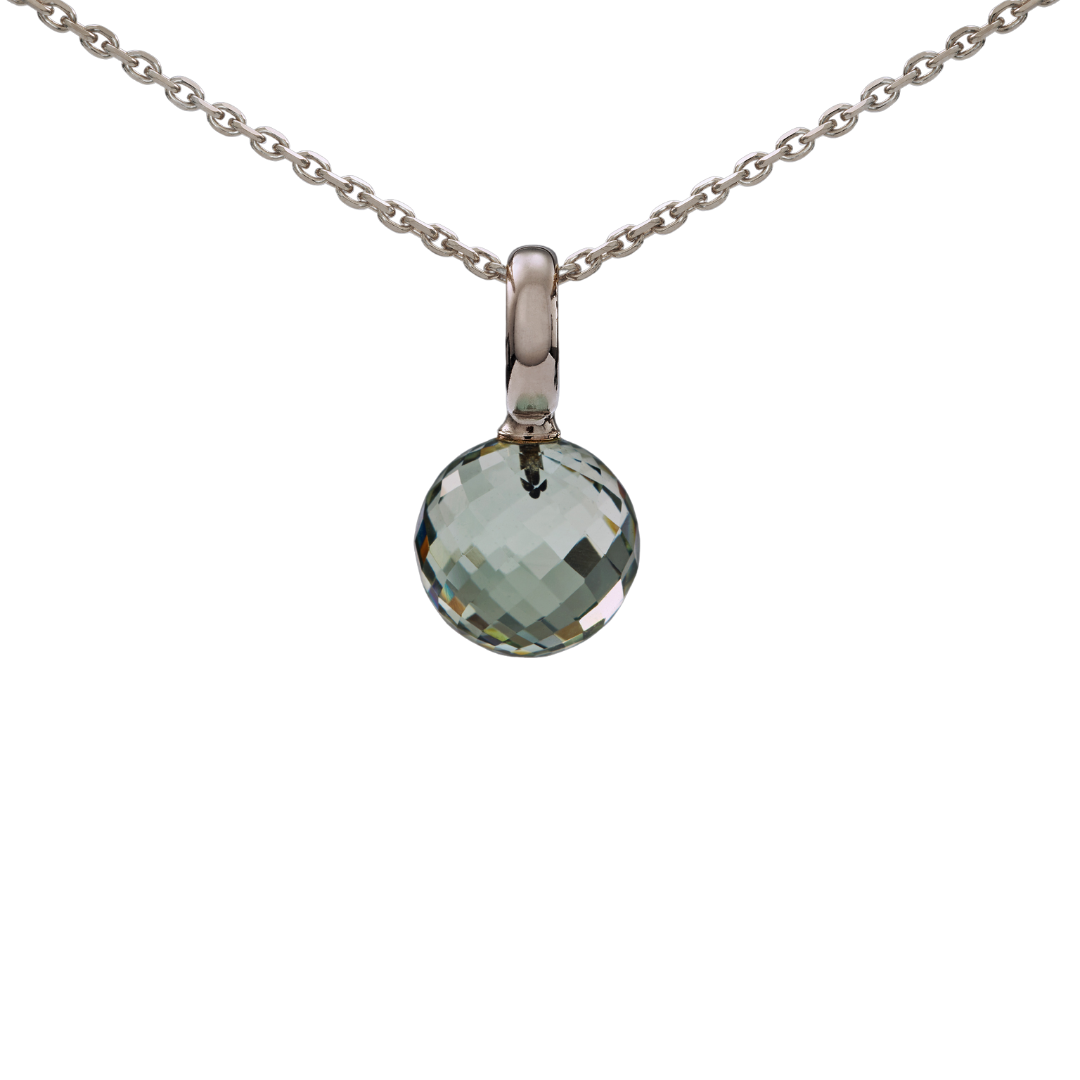 Snoepjes | 14 karaat witgouden hanger met prasioliet | balvormig 10 mm | met groot oog