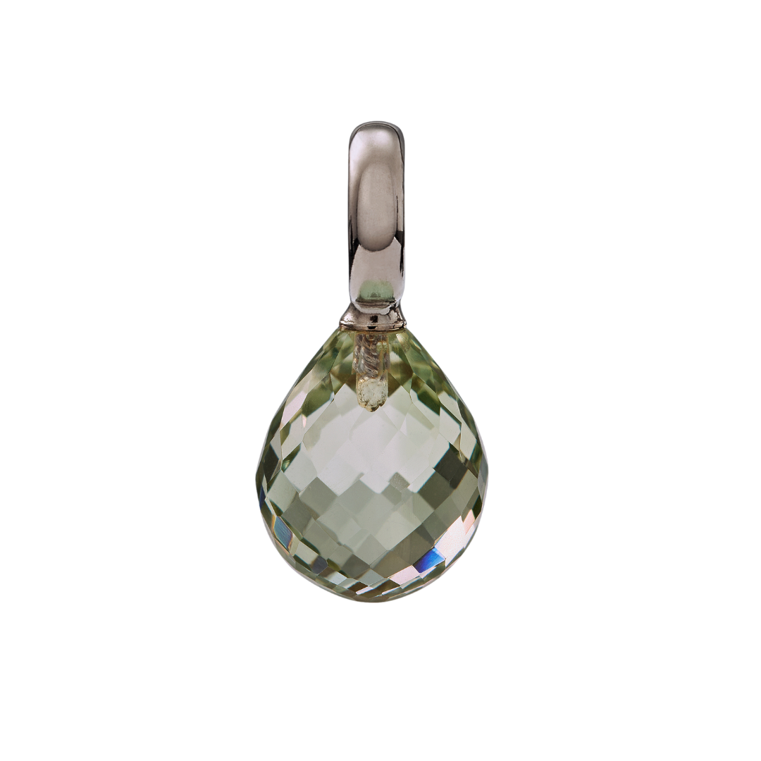 Snoepjes | 14 karaat witgouden hanger met prasioliet | druppelvormig 12 x 10 mm | met groot oog