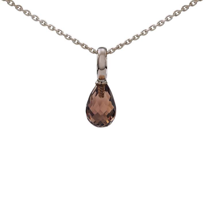 Snoepjes | 14 karaat witgouden hanger met rookkwarts | druppelvormig 10 x 7 mm | met groot oog
