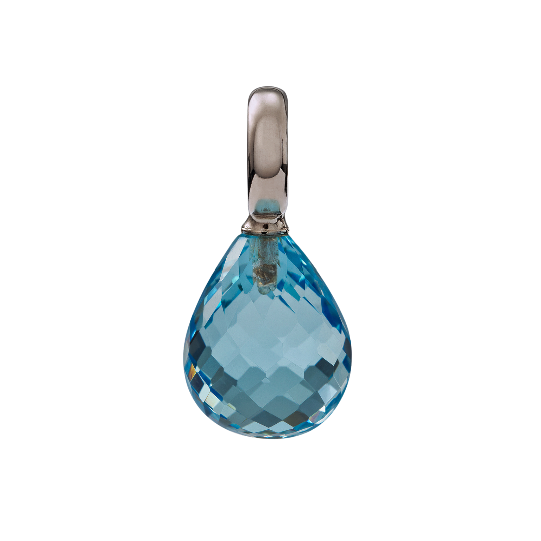 Snoepjes | 14 karaat witgouden hanger met topaas | druppelvormig 12 x 10 mm | met groot oog
