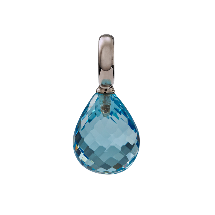 Snoepjes | 14 karaat witgouden hanger met topaas | druppelvormig 12 x 10 mm | met groot oog