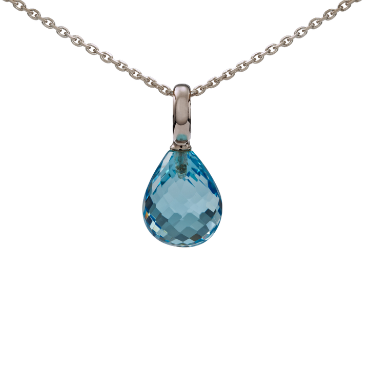 Snoepjes | 14 karaat witgouden hanger met topaas | druppelvormig 12 x 10 mm | met groot oog