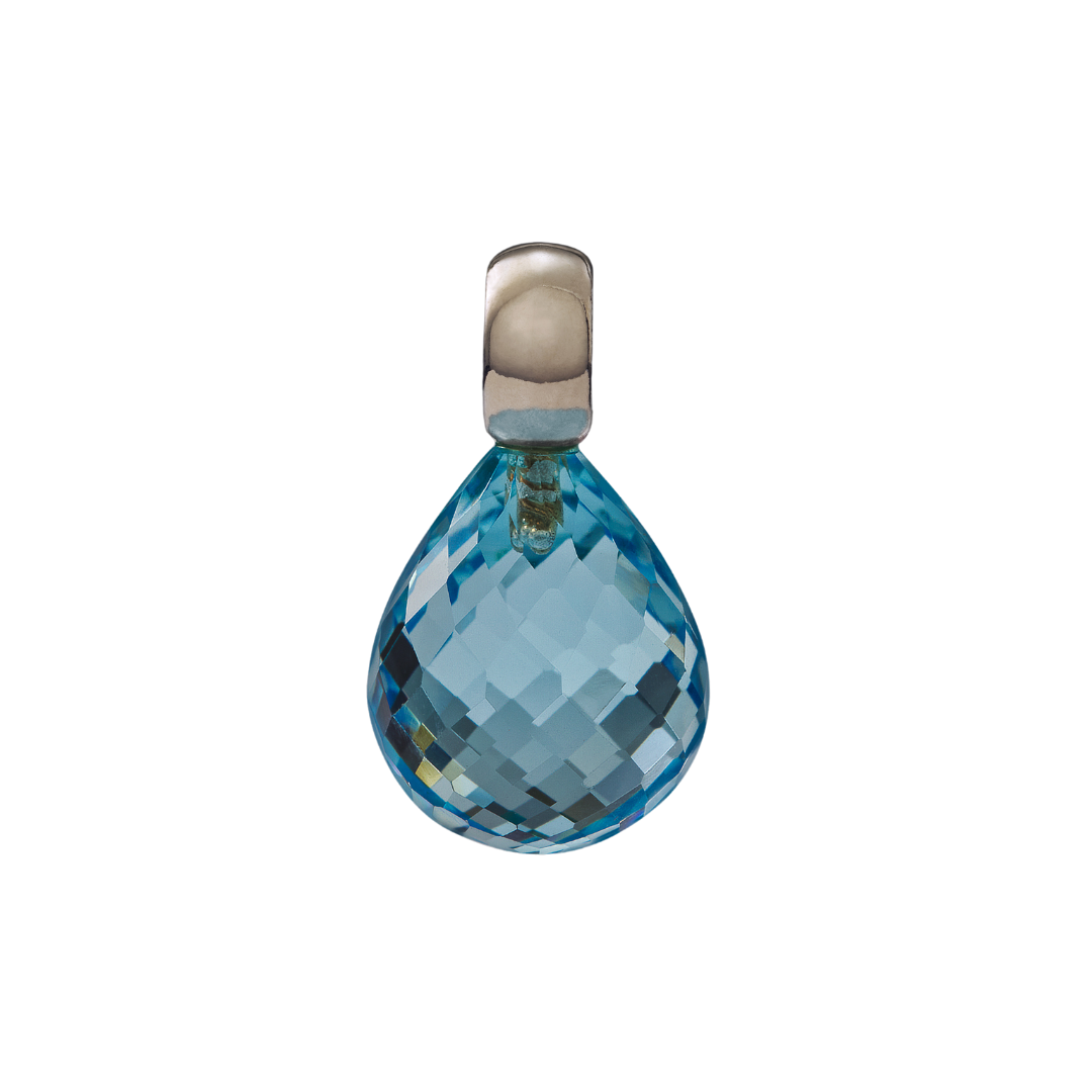 Snoepjes | 14 karaat witgouden hanger met topaas | druppelvormig 12 x 10 mm | met klein oog